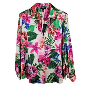 Haver. London Oversized Floral Satin Blouse NWT